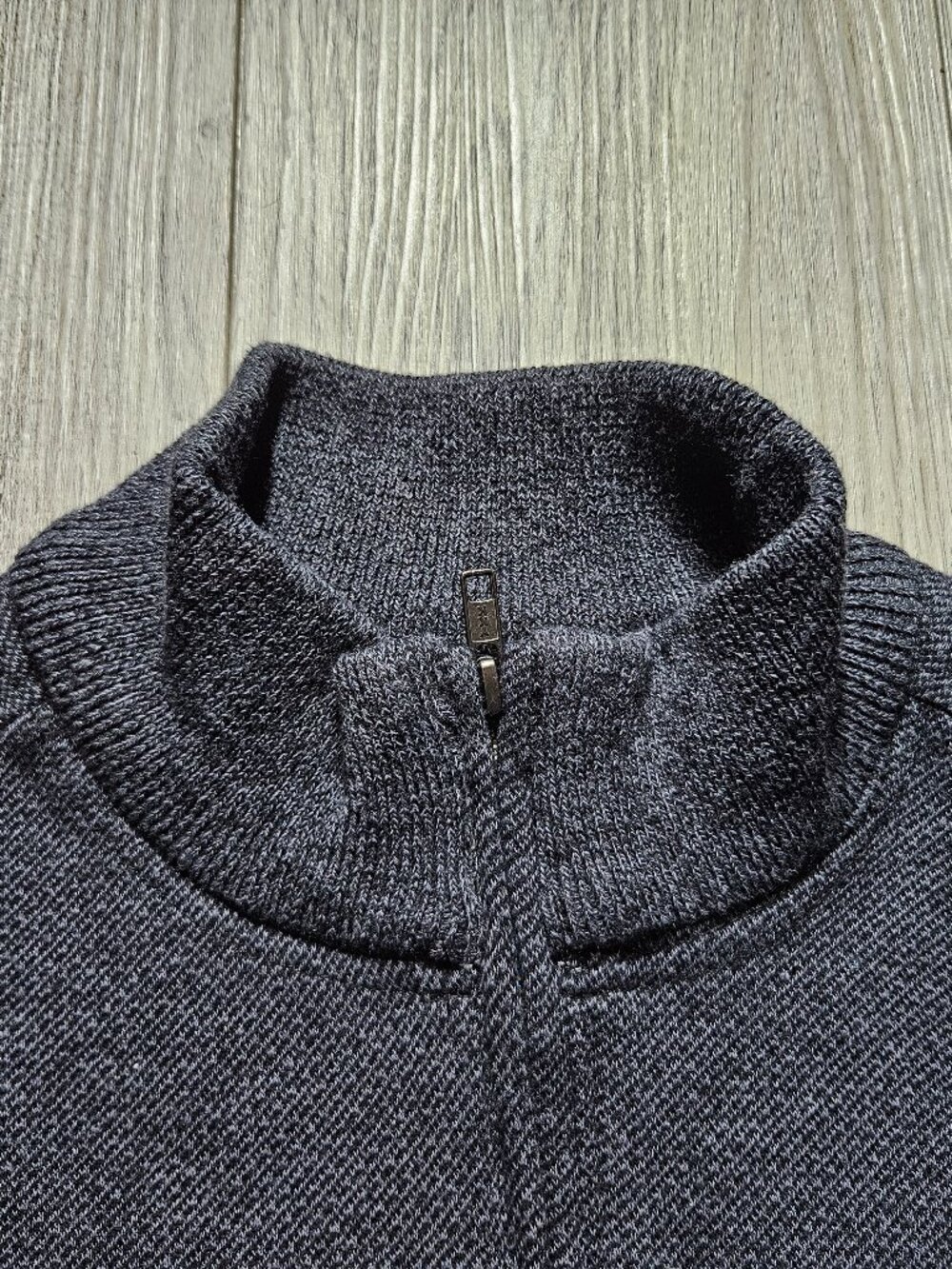 Robert Graham Gray Textured Knit 1/2 Zip Pullover Sweater Mock Neck Men's Large - Picture 4 of 8